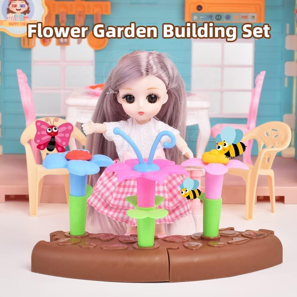 Princess DIY Plastic Play Castle Doll House Big Villa with Furniture Kit & Figures Toy for Girls & Children