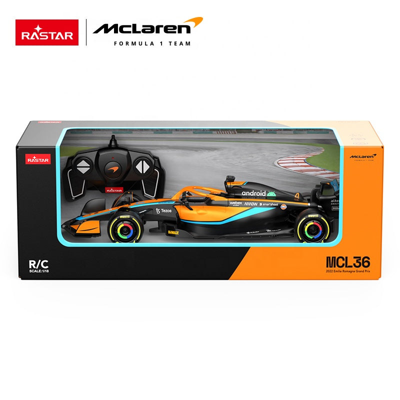 RASTAR McLaren F1 MCL36 - 1:18 Scale RC Racing Car, 2022 Emilia Romagna Grand Prix Licensed Formula 1 Model, 2.4GHz Remote Control Vehicle with Full-Function Driving and Independent Suspension
