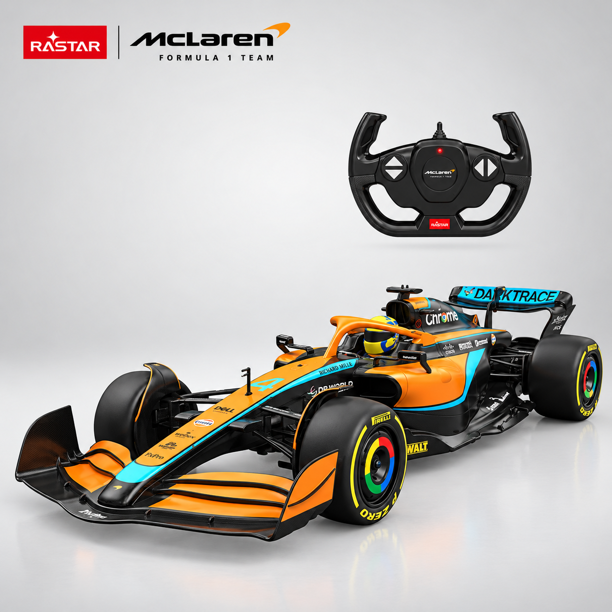 RASTAR McLaren F1 MCL36 - 1:12 Scale Formula 1 Racing Car with Remote Control, Forward and Reverse Drive, Left and Right Steering, Independent Front Suspension and DIY Sticker Set - Model 99860