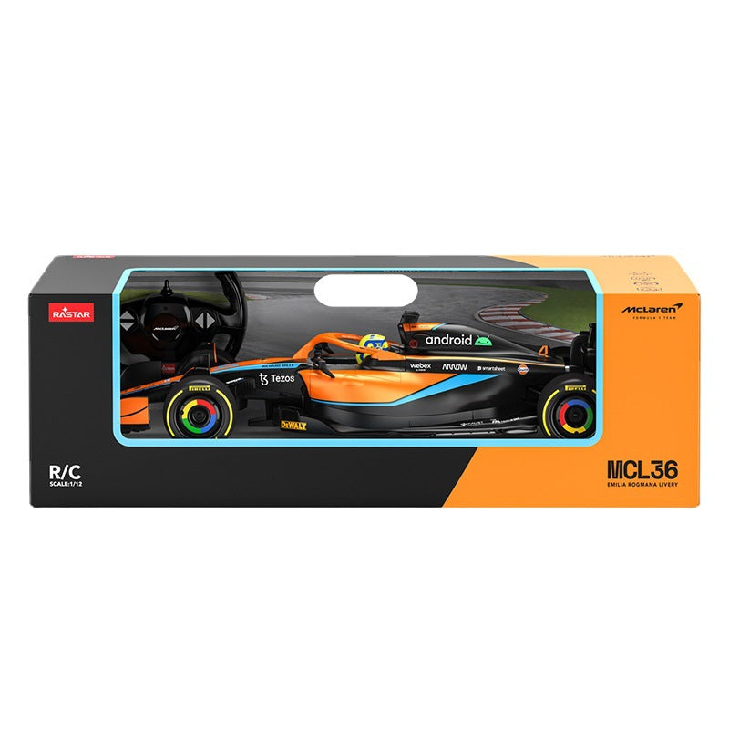 RASTAR McLaren F1 MCL36 - 1:12 Scale Formula 1 Racing Car with Remote Control, Forward and Reverse Drive, Left and Right Steering, Independent Front Suspension and DIY Sticker Set - Model 99860