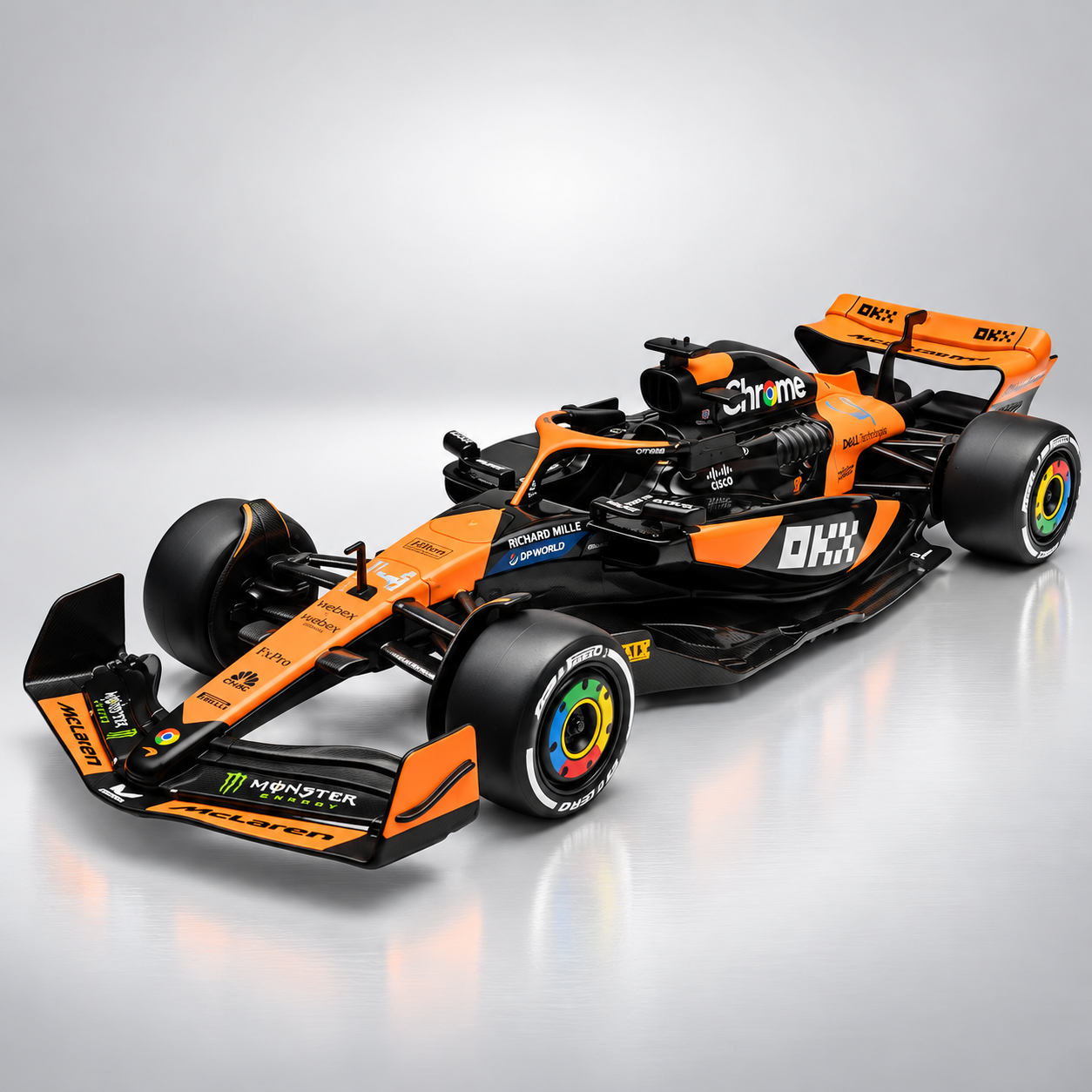 RW5224 McLaren MCL38 Formula 1 Die-Cast Model Car, 1:24 Scale, 2024 Miami Grand Prix Orange and Black Racing Livery