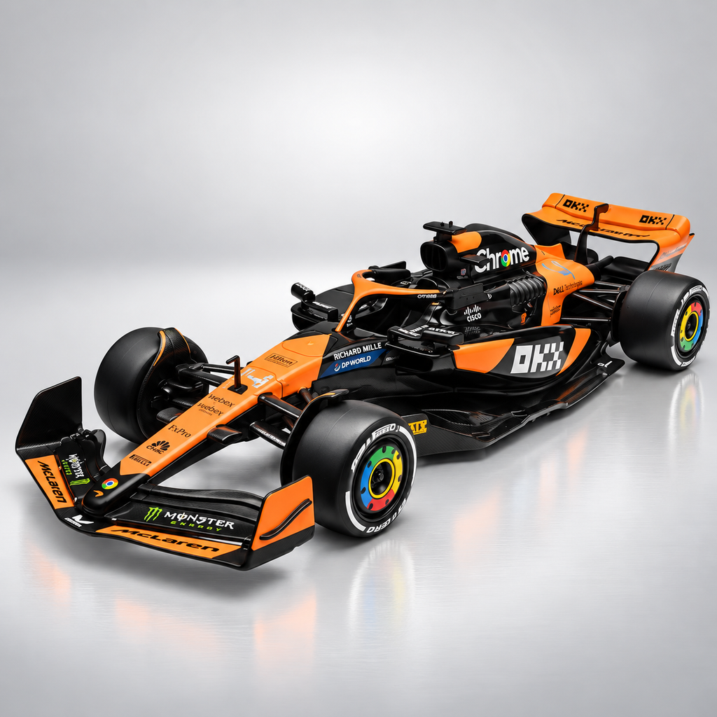 RW5224 McLaren MCL38 Formula 1 Die-Cast Model Car, 1:24 Scale, 2024 Miami Grand Prix Orange and Black Racing Livery