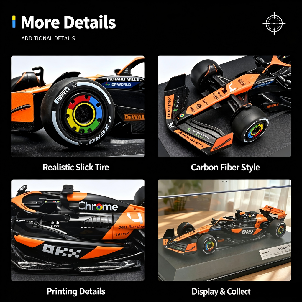 RW5218 McLaren Formula 1 MCL38 Die-Cast Model Car - 1:18 Scale, 2024 Miami Grand Prix Orange and Black Racing Livery