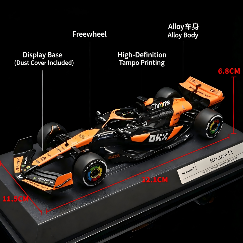 RW5218 McLaren Formula 1 MCL38 Die-Cast Model Car - 1:18 Scale, 2024 Miami Grand Prix Orange and Black Racing Livery