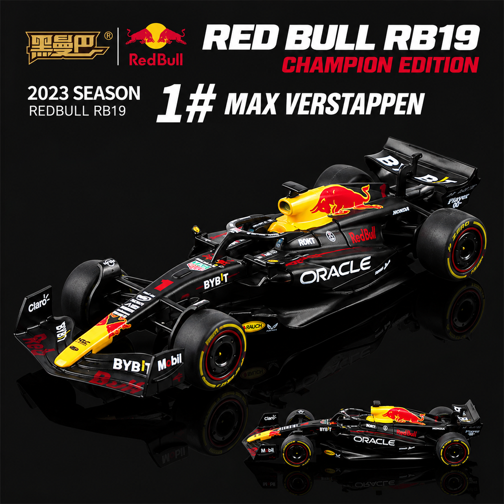 Black Mamba Oracle Red Bull Racing RB19 Formula 1 Die-Cast Model Car, 1:43 Scale, Black 2023 F1 Racing Car Replica, Motorsport Collectible for Formula One Fans and Display Collections