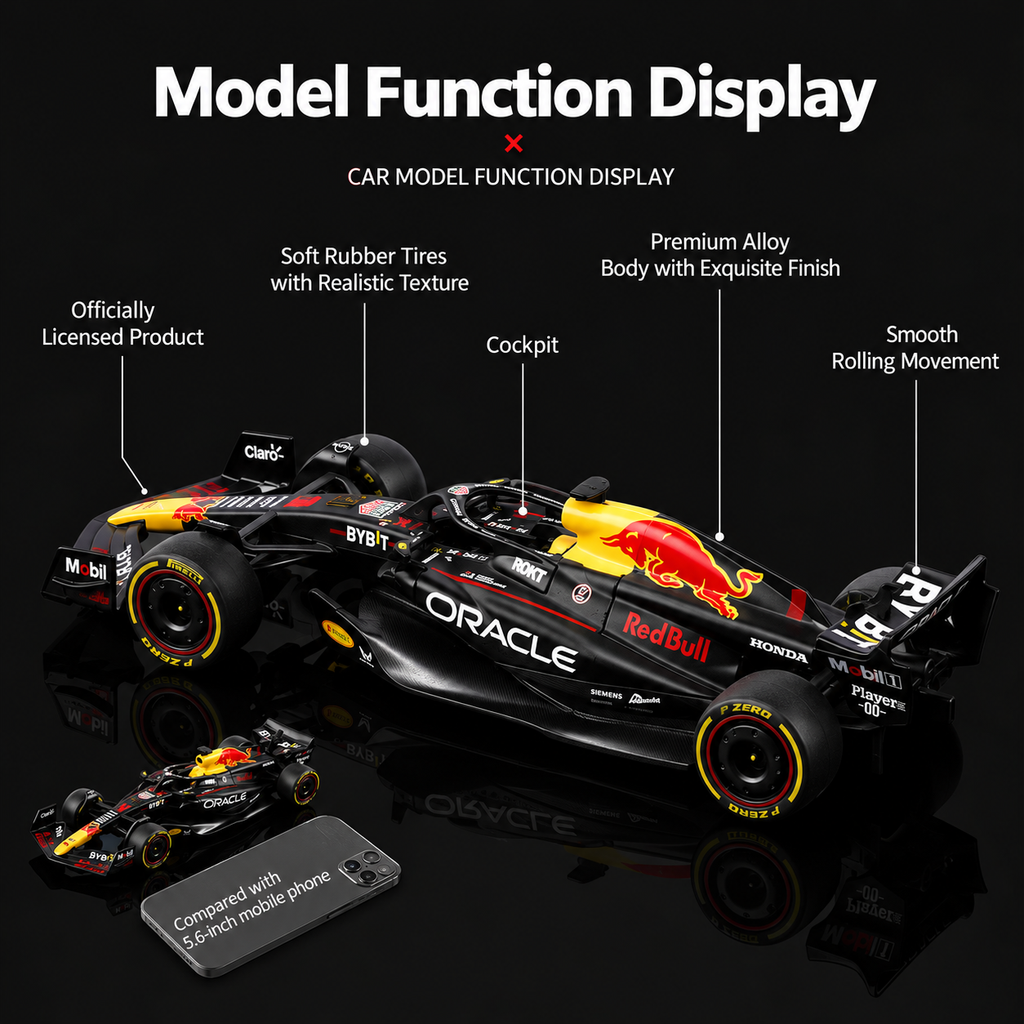 Black Mamba Oracle Red Bull Racing RB19 Formula 1 Die-Cast Model Car, 1:43 Scale, Black 2023 F1 Racing Car Replica, Motorsport Collectible for Formula One Fans and Display Collections