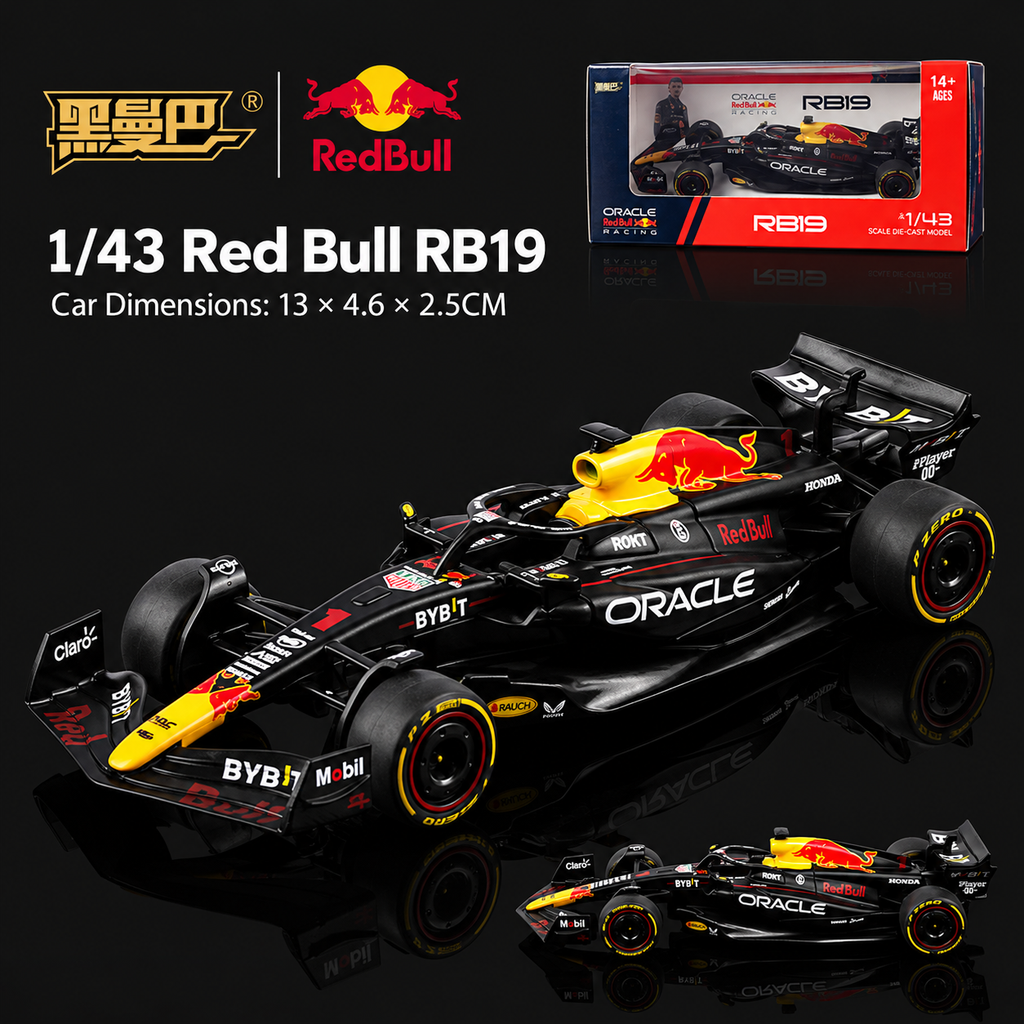 Black Mamba Oracle Red Bull Racing RB19 Formula 1 Die-Cast Model Car, 1:43 Scale, Black 2023 F1 Racing Car Replica, Motorsport Collectible for Formula One Fans and Display Collections