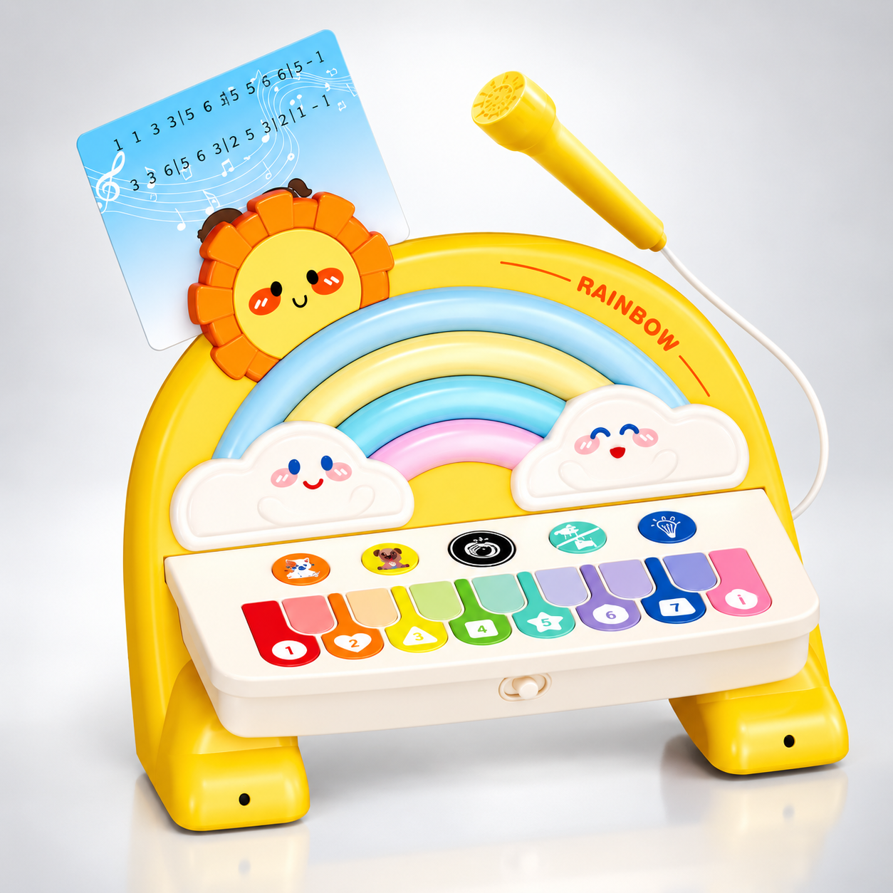 Rainbow Piano Keyboard Toy Kids Educational Touch Piano Electronic Piano Musical Instrument Toy with Microphone
