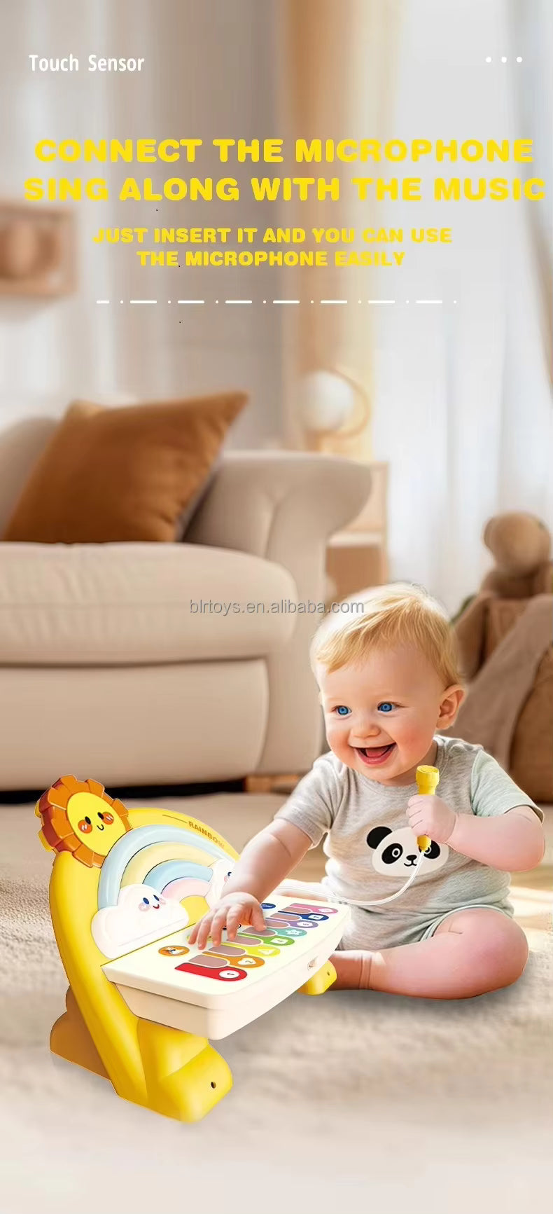 Rainbow Piano Keyboard Toy Kids Educational Touch Piano Electronic Piano Musical Instrument Toy with Microphone description image 4