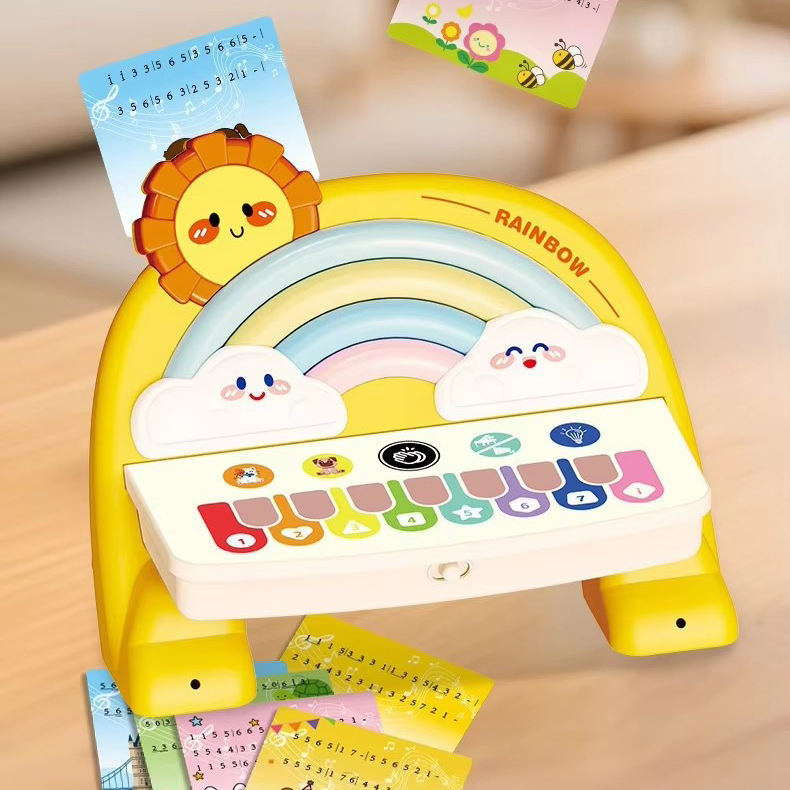 Rainbow Piano Keyboard Toy Kids Educational Touch Piano Electronic Piano Musical Instrument Toy with Microphone