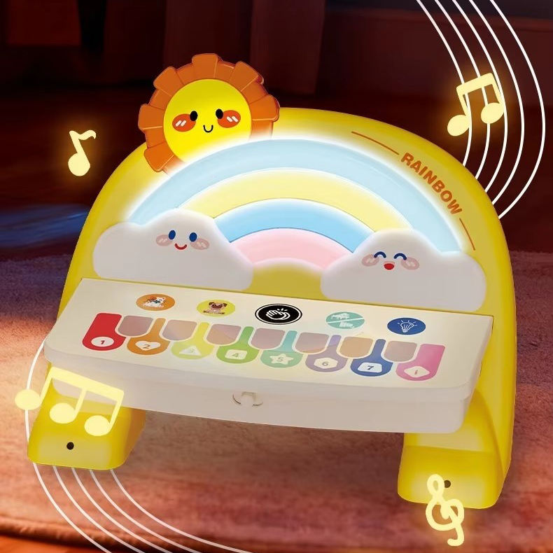 Rainbow Piano Keyboard Toy Kids Educational Touch Piano Electronic Piano Musical Instrument Toy with Microphone