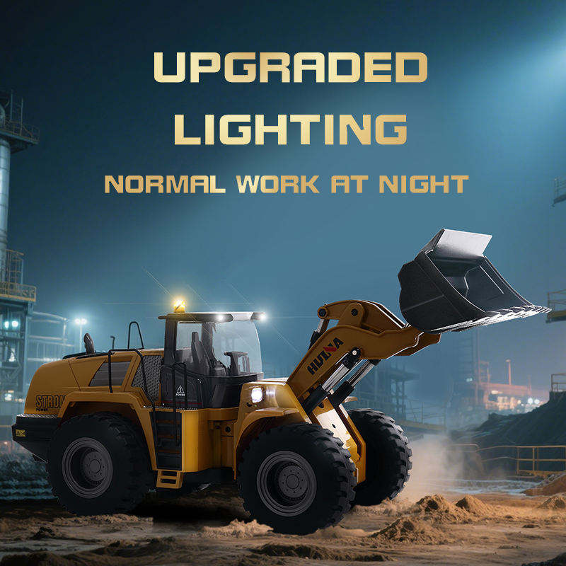 Huina 1583 - 1:14 24CH RC Wheel Loader, Semi-Alloy Construction Vehicle with 2.4GHz Remote Control, Working Metal Bucket and Loader Arm, LED Lights, Sound Effects, Rechargeable Battery Included