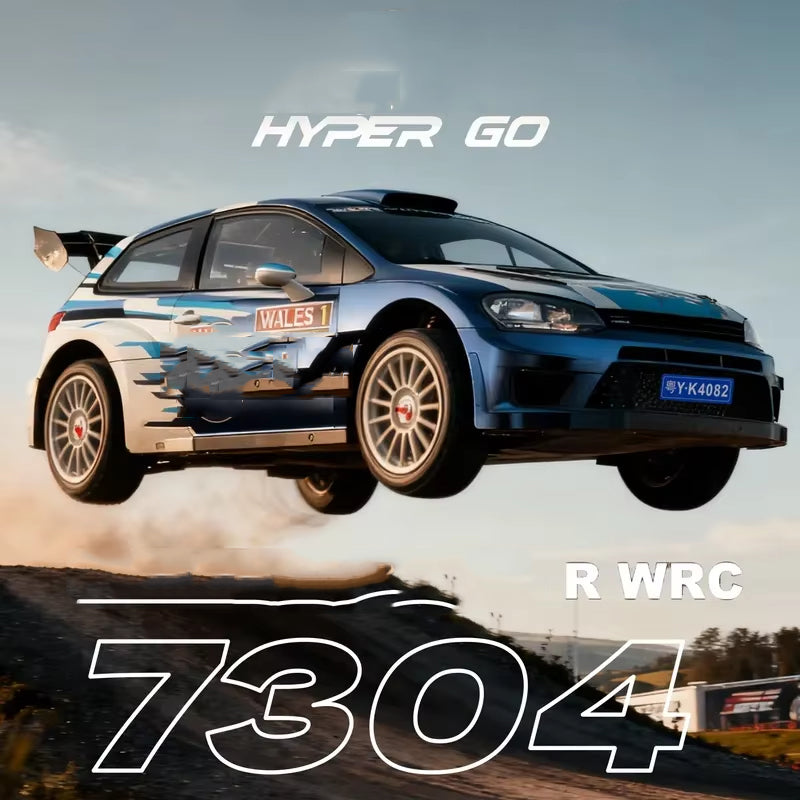 MJX Hyper Go 7304-DC Volkswagen Polo R WRC 1:7 4WD Brushless RC Rally Car, 3974 2500KV Sensored Motor, 120A ESC, 35KG Metal Servo, Metal Drivetrain, 4S 5000mAh Battery, Charger