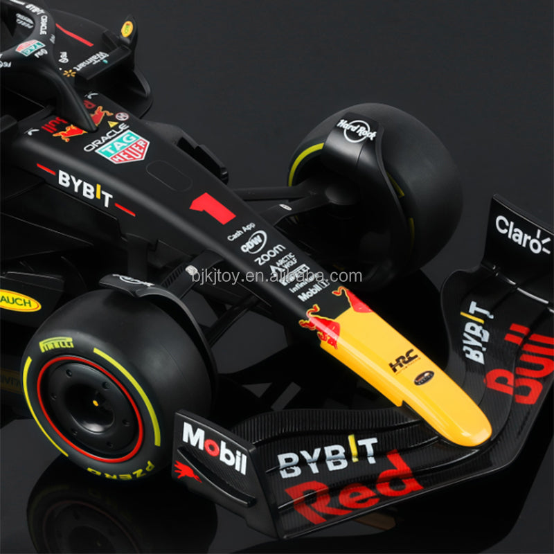 Black Mamba Oracle Red Bull Racing RB19 Formula 1 Die-Cast Model Car, 1:18 Scale, 2023 Racing Livery, Black and Yellow Collector Model