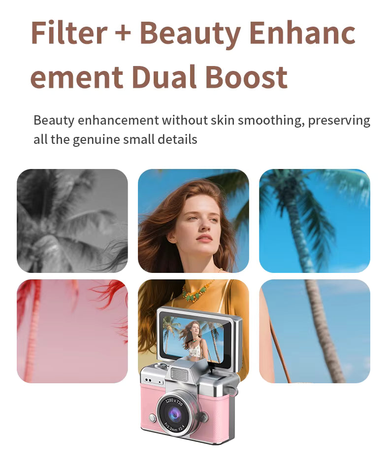 Mini Pendant Camera Student Campus Small Camera Retro CCD Portable Mini Thumb Camera Travel Flip Screen description image 12