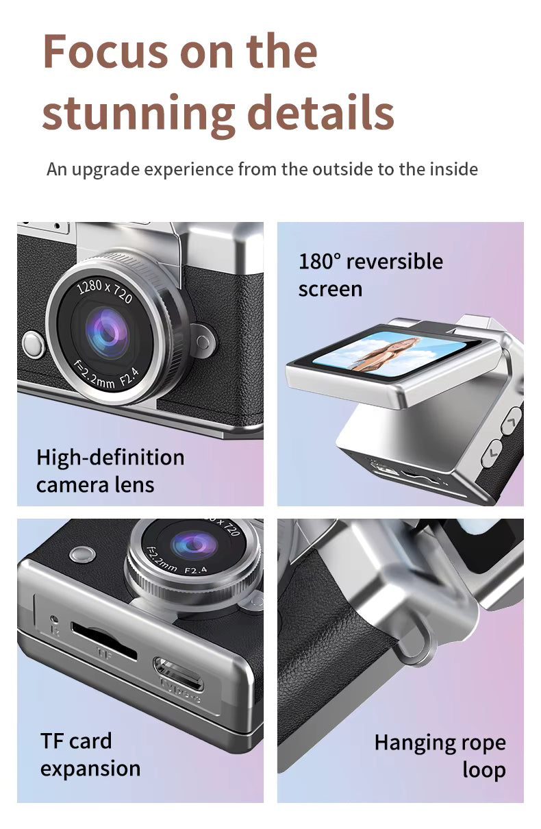 Mini Pendant Camera Student Campus Small Camera Retro CCD Portable Mini Thumb Camera Travel Flip Screen description image 13