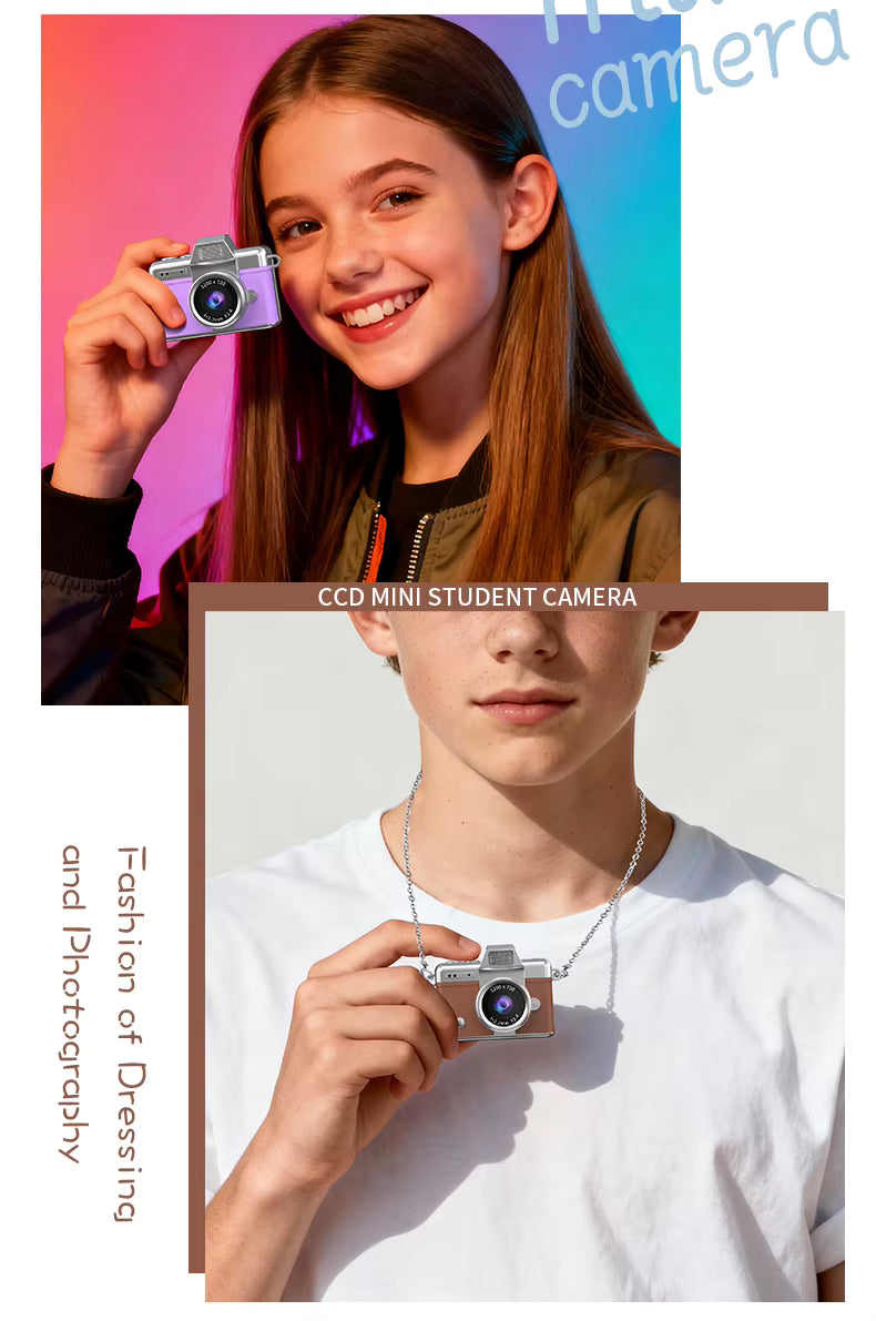 Mini Pendant Camera Student Campus Small Camera Retro CCD Portable Mini Thumb Camera Travel Flip Screen description image 4