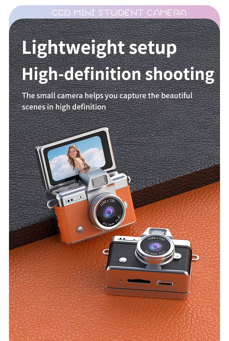 Mini Pendant Camera Student Campus Small Camera Retro CCD Portable Mini Thumb Camera Travel Flip Screen description image 6