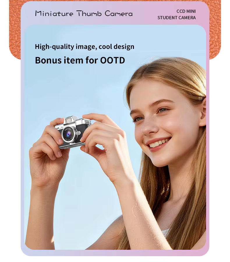 Mini Pendant Camera Student Campus Small Camera Retro CCD Portable Mini Thumb Camera Travel Flip Screen description image 7
