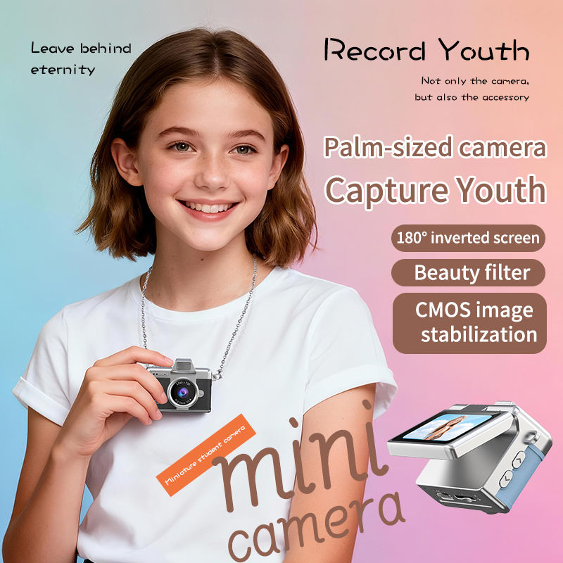 Mini Pendant Camera Student Campus Small Camera Retro CCD Portable Mini Thumb Camera Travel Flip Screen