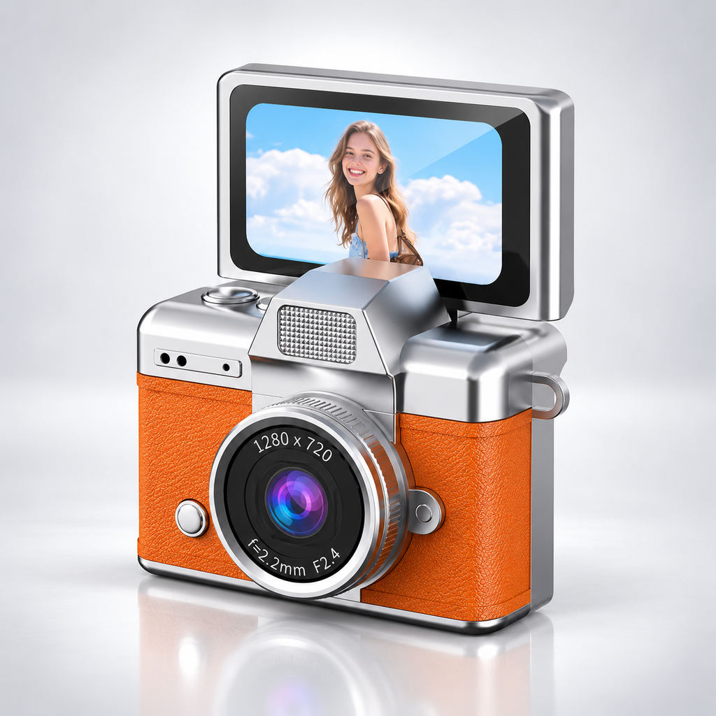 Mini Pendant Camera Student Campus Small Camera Retro CCD Portable Mini Thumb Camera Travel Flip Screen