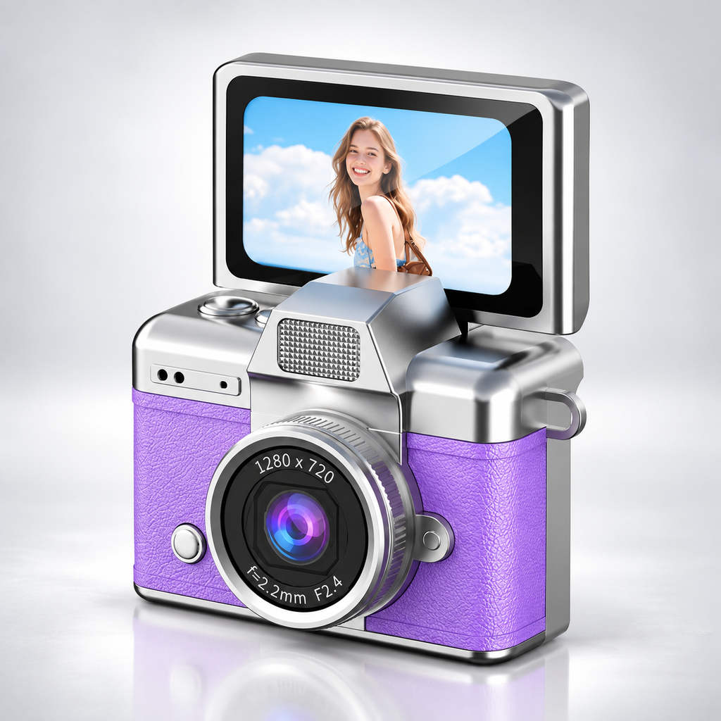 Mini Pendant Camera Student Campus Small Camera Retro CCD Portable Mini Thumb Camera Travel Flip Screen