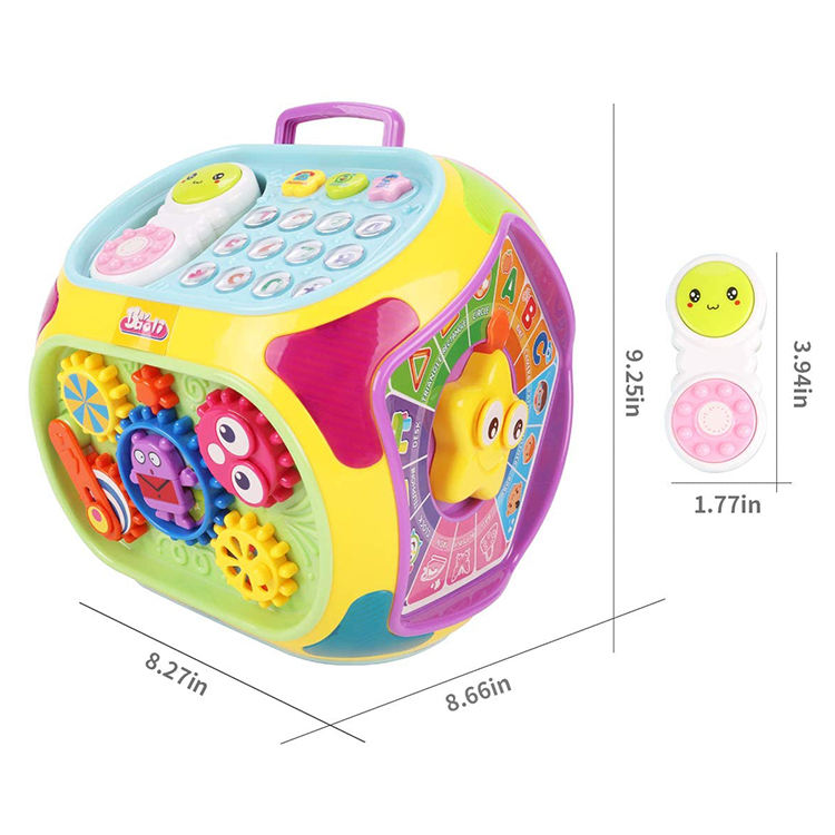 House Shape Study Kids Educational Game Light Musical Toy Steering Wheel Drum Piano Baby Activity Cube #1406