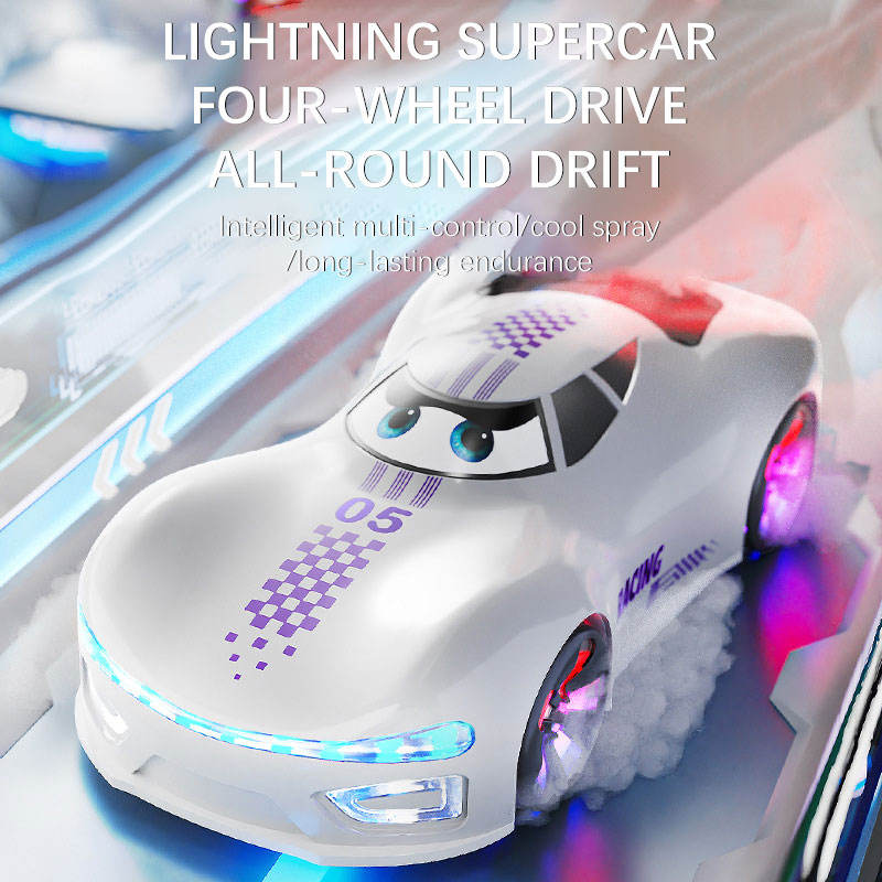 NEW ENERGY Drift Spray Remote Control Stunt Car for Kids, 4WD Rechargeable Sci-Fi Racing Car with 360° Rotation, Mecanum Wheels, Voice Control, Music, LED Lights and Water Spray Effect