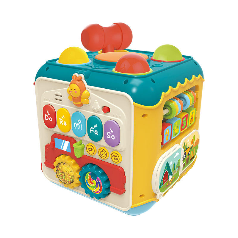 Education Montessori Toddler 6 in 1 Seven Sided Plastic Learning Toy Kids BabyCube With Music and Light #HE0533