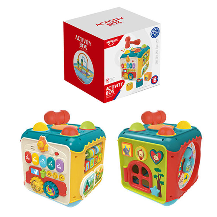 Education Montessori Toddler 6 in 1 Seven Sided Plastic Learning Toy Kids BabyCube With Music and Light #HE0533