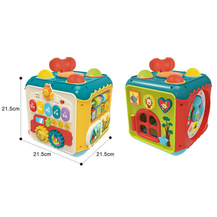 Education Montessori Toddler 6 in 1 Seven Sided Plastic Learning Toy Kids BabyCube With Music and Light #HE0533
