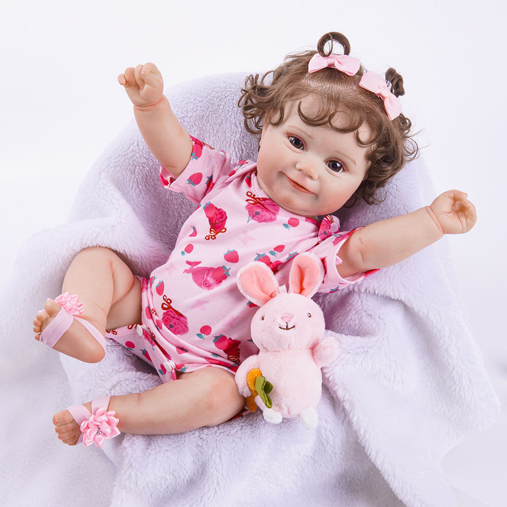 20Inch Real Baby Feeling Realistic Newborn Adorable Smiling Real Life Lifelike Silicone Vinyl Cotton Reborn Baby Dolls
