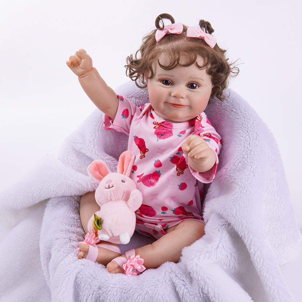 20Inch Real Baby Feeling Realistic Newborn Adorable Smiling Real Life Lifelike Silicone Vinyl Cotton Reborn Baby Dolls