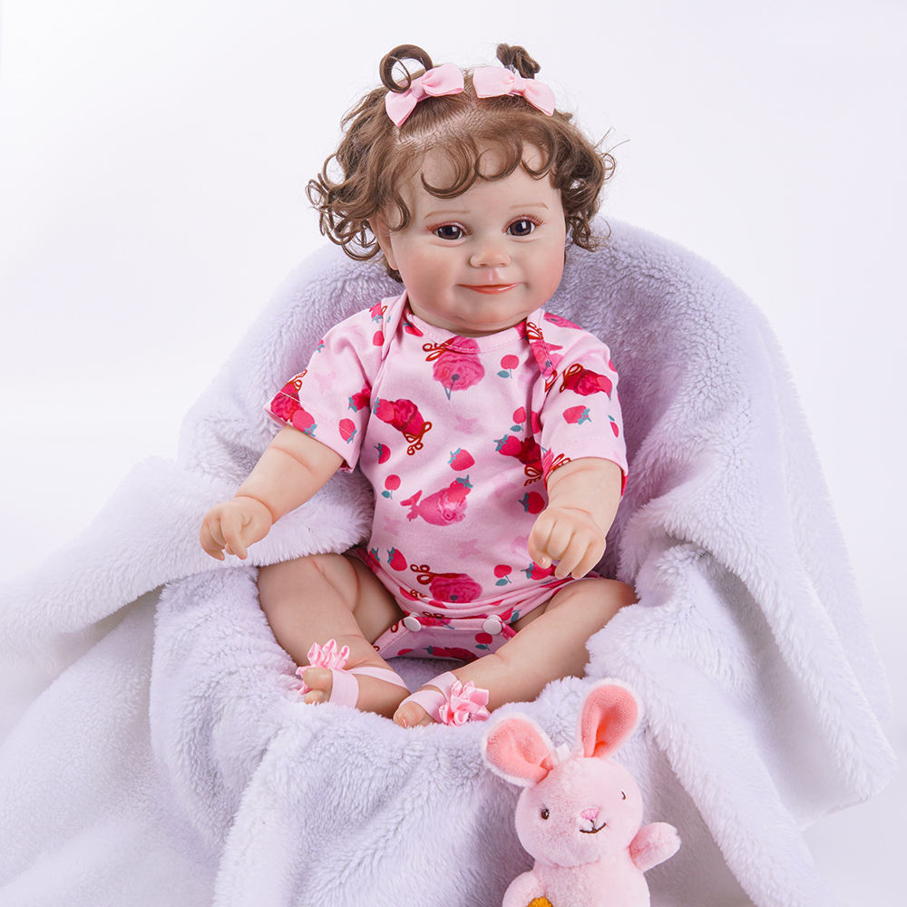 20Inch Real Baby Feeling Realistic Newborn Adorable Smiling Real Life Lifelike Silicone Vinyl Cotton Reborn Baby Dolls