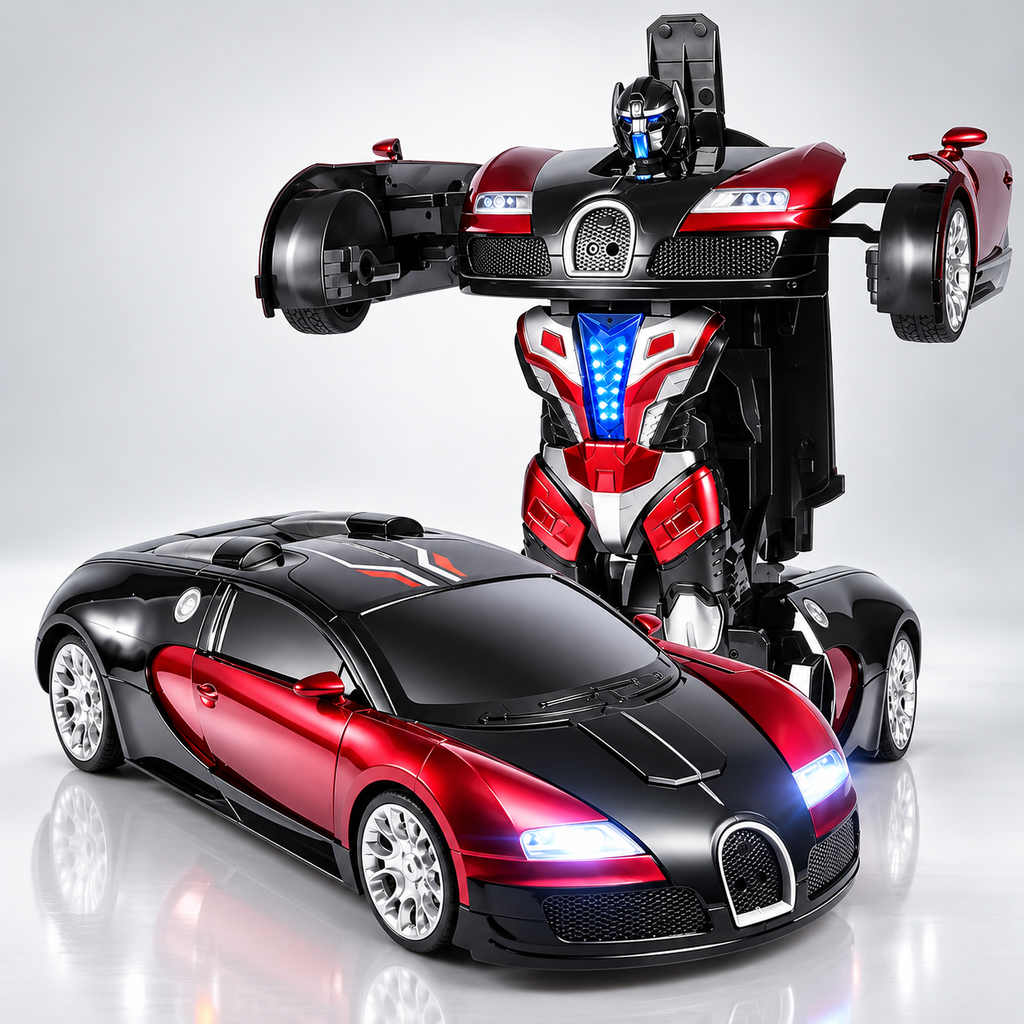 Morph Robot Super Sports Car 1:10 Scale Speed Series Transforming RC Car, One-Button Automatic Deformation, Full-Function Remote Control, LED Lights, Music, Auto Demo and 7.4V Battery - 816-3A