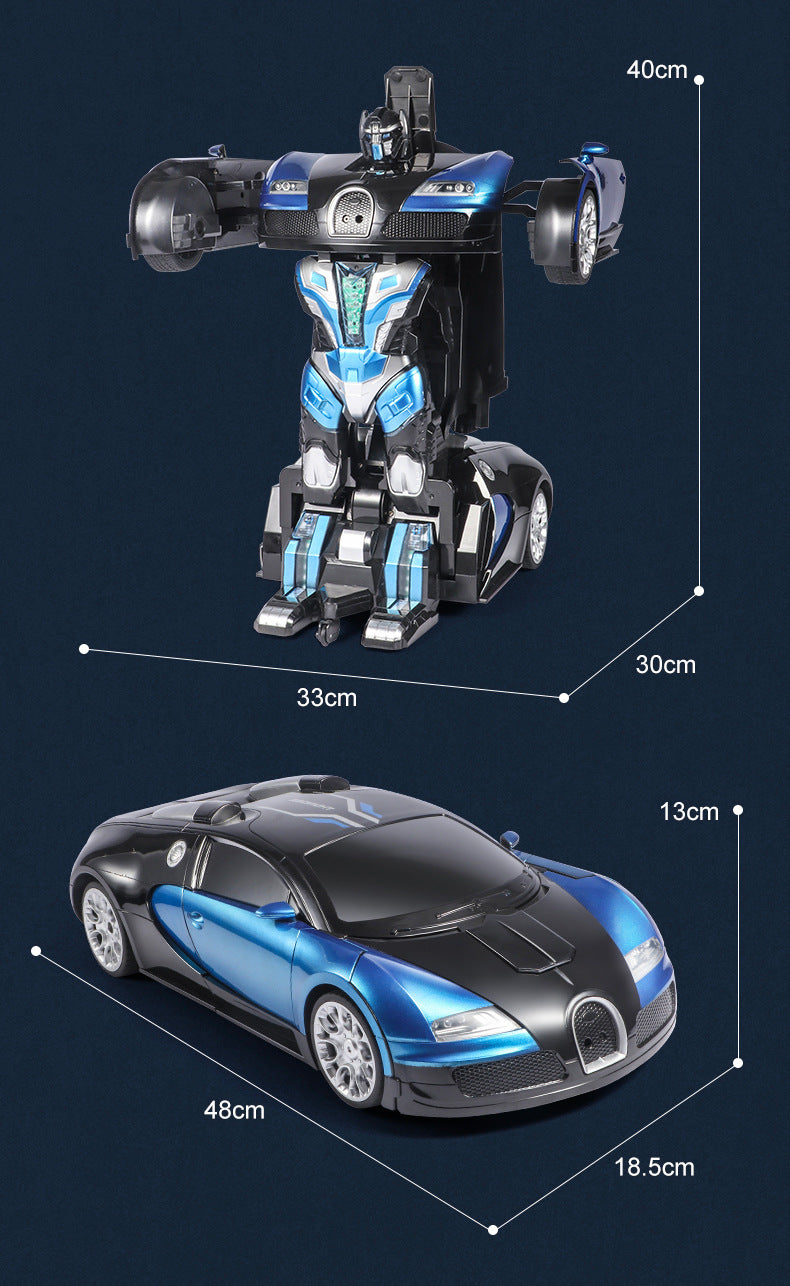 Morph Robot Super Sports Car 1:10 Scale Speed Series Transforming RC Car, One-Button Automatic Deformation, Full-Function Remote Control, LED Lights, Music, Auto Demo and 7.4V Battery - 816-3A