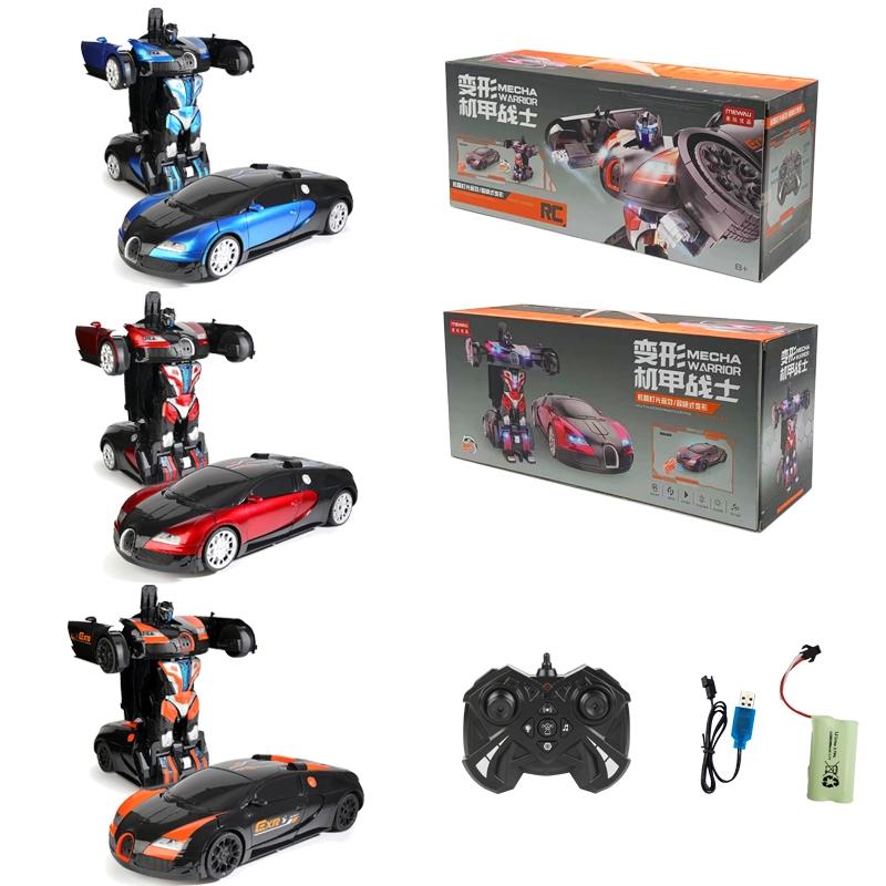 Morph Robot Super Sports Car 1:10 Scale Speed Series Transforming RC Car, One-Button Automatic Deformation, Full-Function Remote Control, LED Lights, Music, Auto Demo and 7.4V Battery - 816-3A
