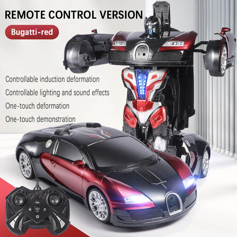 Morph Robot Super Sports Car 1:10 Scale Speed Series Transforming RC Car, One-Button Automatic Deformation, Full-Function Remote Control, LED Lights, Music, Auto Demo and 7.4V Battery - 816-3A