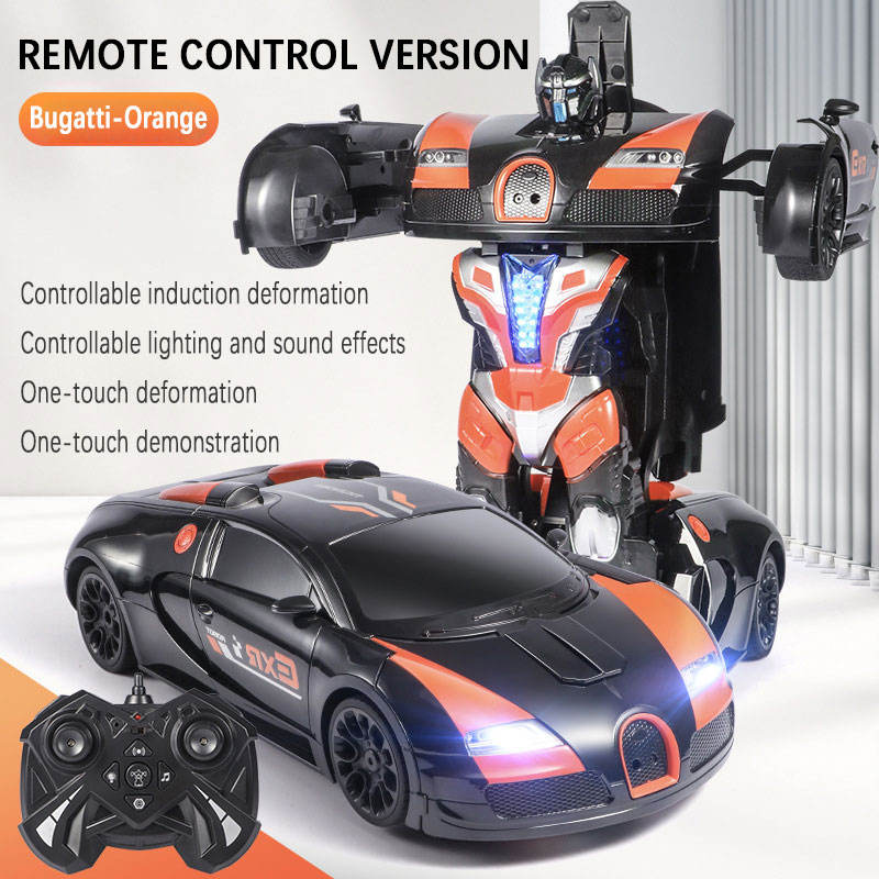 Morph Robot Super Sports Car 1:10 Scale Speed Series Transforming RC Car, One-Button Automatic Deformation, Full-Function Remote Control, LED Lights, Music, Auto Demo and 7.4V Battery - 816-3A