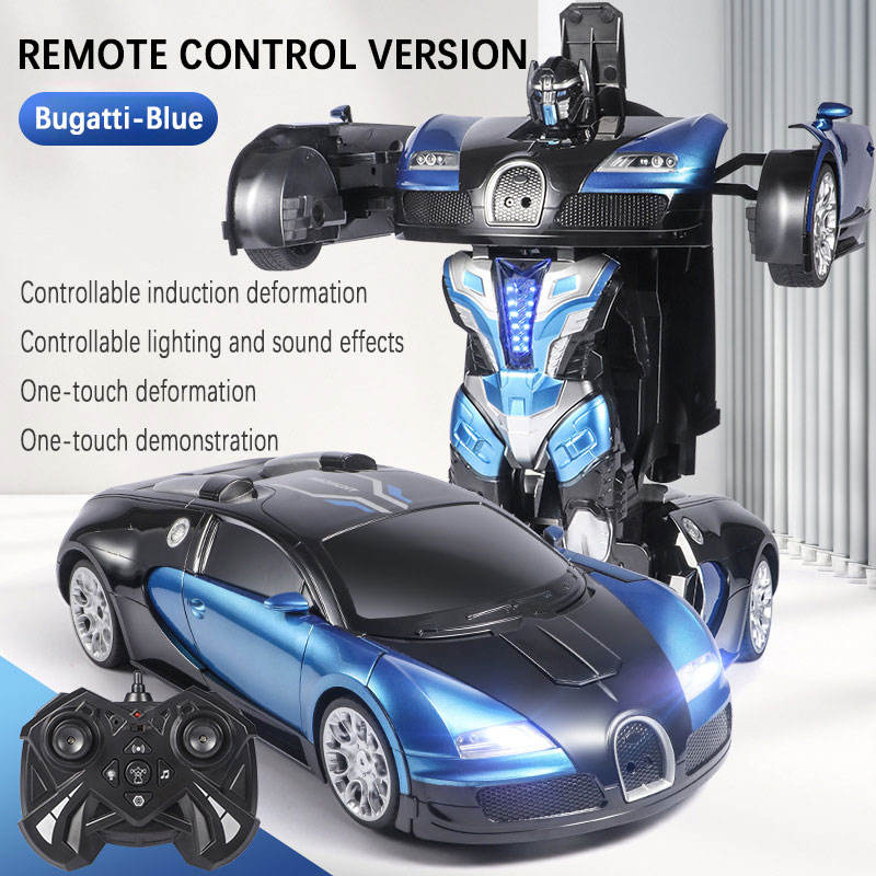 Morph Robot Super Sports Car 1:10 Scale Speed Series Transforming RC Car, One-Button Automatic Deformation, Full-Function Remote Control, LED Lights, Music, Auto Demo and 7.4V Battery - 816-3A