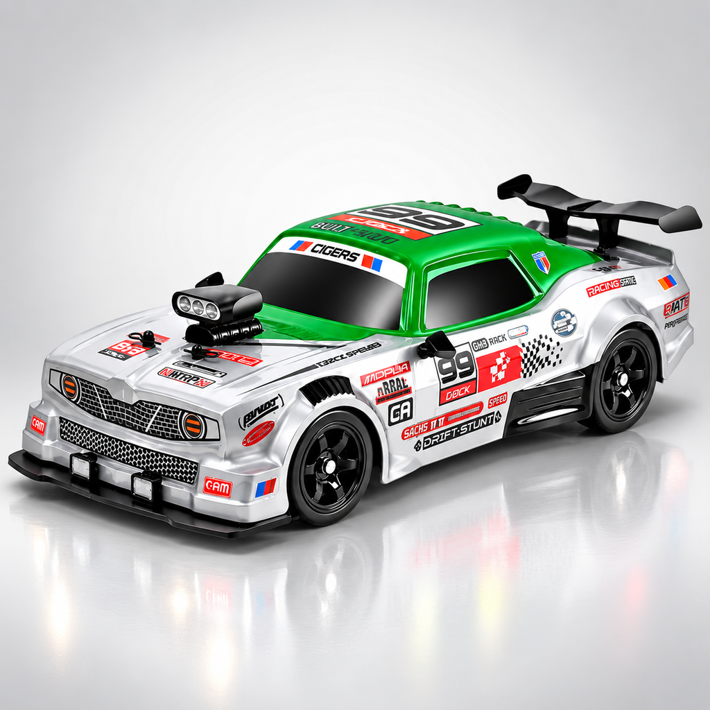 HB Toys Racing Rally 1:16 Scale RC Drift Racing Car for Kids, 4WD Remote Control Sports Rally Car, 18+ KM/H Speed, 2.4GHz Wireless Controller, LED Lights, Water Spray Effect, 7.4V Rechargeable Battery and Extra Wheels