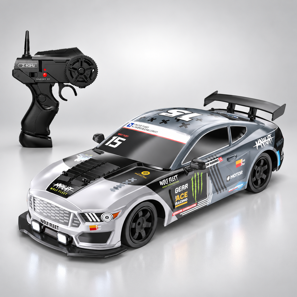 HB Toys Racing Rally 1:16 Scale RC Drift Racing Car for Kids, 4WD Remote Control Sports Rally Car, 18+ KM/H Speed, 2.4GHz Wireless Controller, LED Lights, Water Spray Effect, 7.4V Rechargeable Battery and Extra Wheels