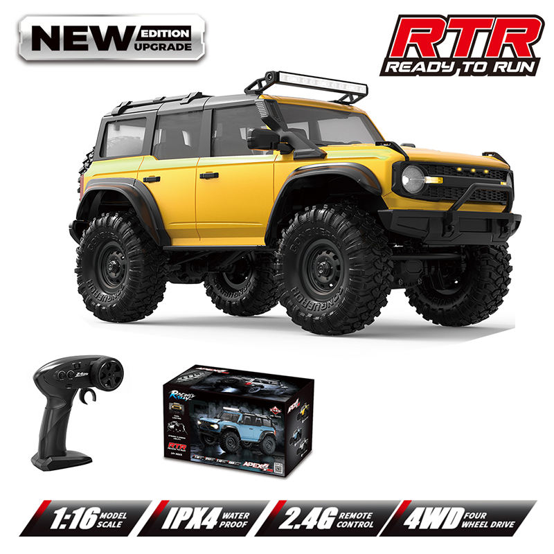 HB Toys HB-R1601 / HB-R1602 / HB-R1603 - 1:16 Scale RC Bronco Style Rock Crawler 4WD Off-Road Climbing Car, 2.4GHz Remote Control, IPX4 Splash Resistant, LED Lights, 7.4V Rechargeable Battery, RTR