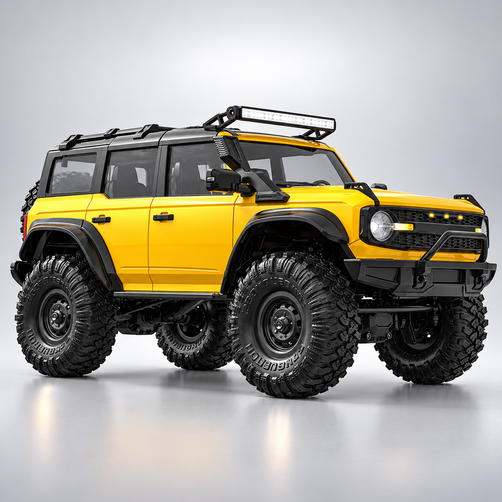 HB Toys HB-R1601 / HB-R1602 / HB-R1603 - 1:16 Scale RC Bronco Style Rock Crawler 4WD Off-Road Climbing Car, 2.4GHz Remote Control, IPX4 Splash Resistant, LED Lights, 7.4V Rechargeable Battery, RTR