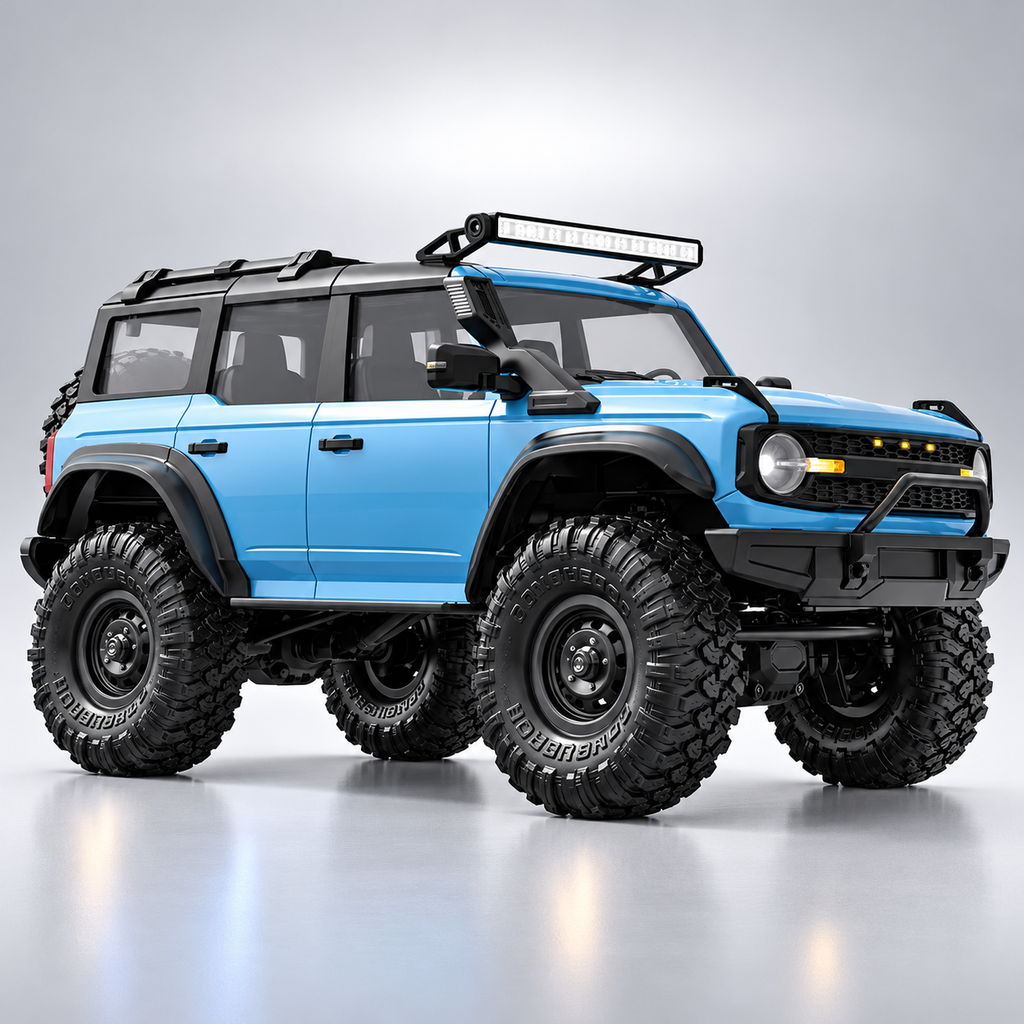 HB Toys HB-R1601 / HB-R1602 / HB-R1603 - 1:16 Scale RC Bronco Style Rock Crawler 4WD Off-Road Climbing Car, 2.4GHz Remote Control, IPX4 Splash Resistant, LED Lights, 7.4V Rechargeable Battery, RTR