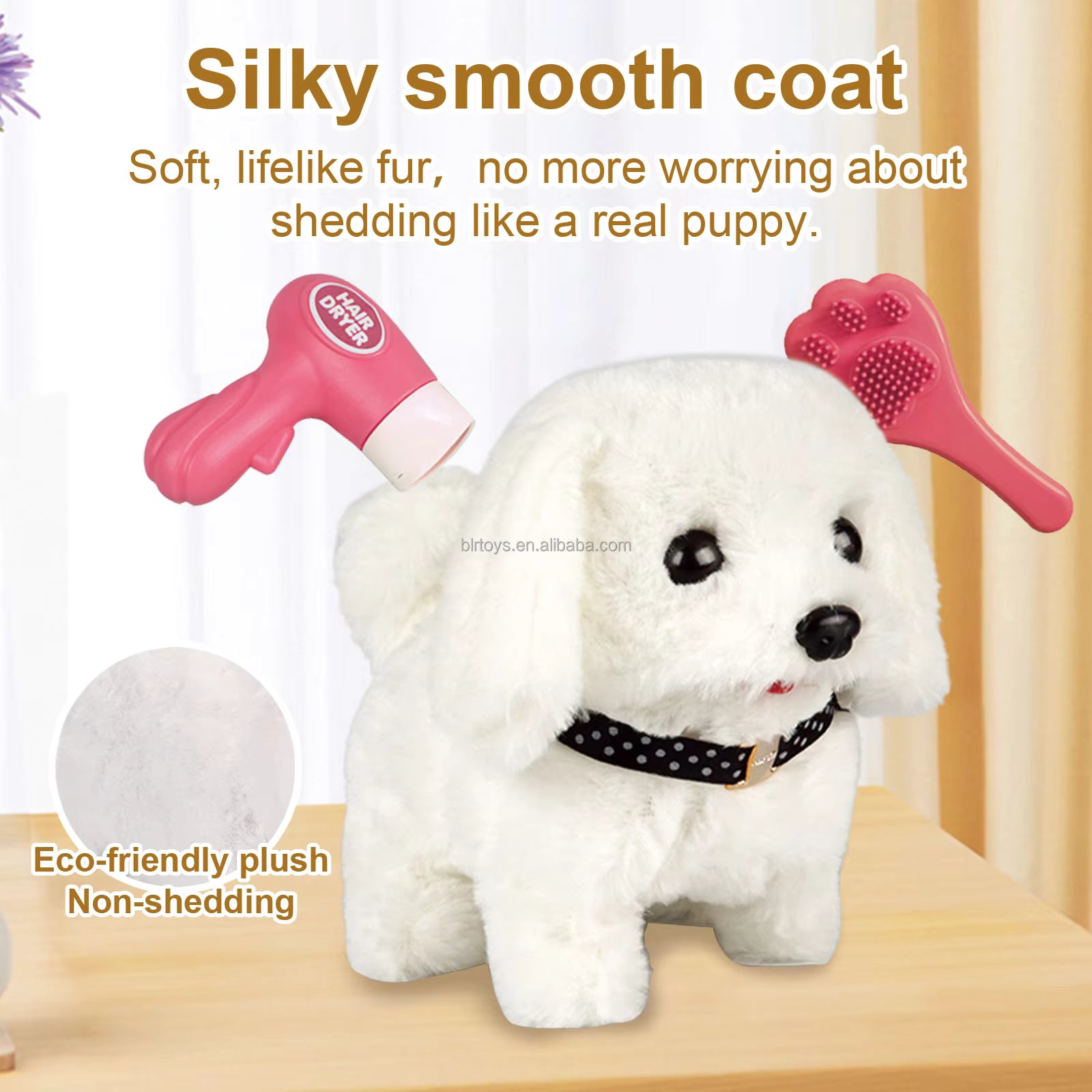 Kids Hot Sale Pretend Play Electric Walking Plush Pet Feeding Toys Simulation Plush Dog Feeding Care Set Toys description image 2