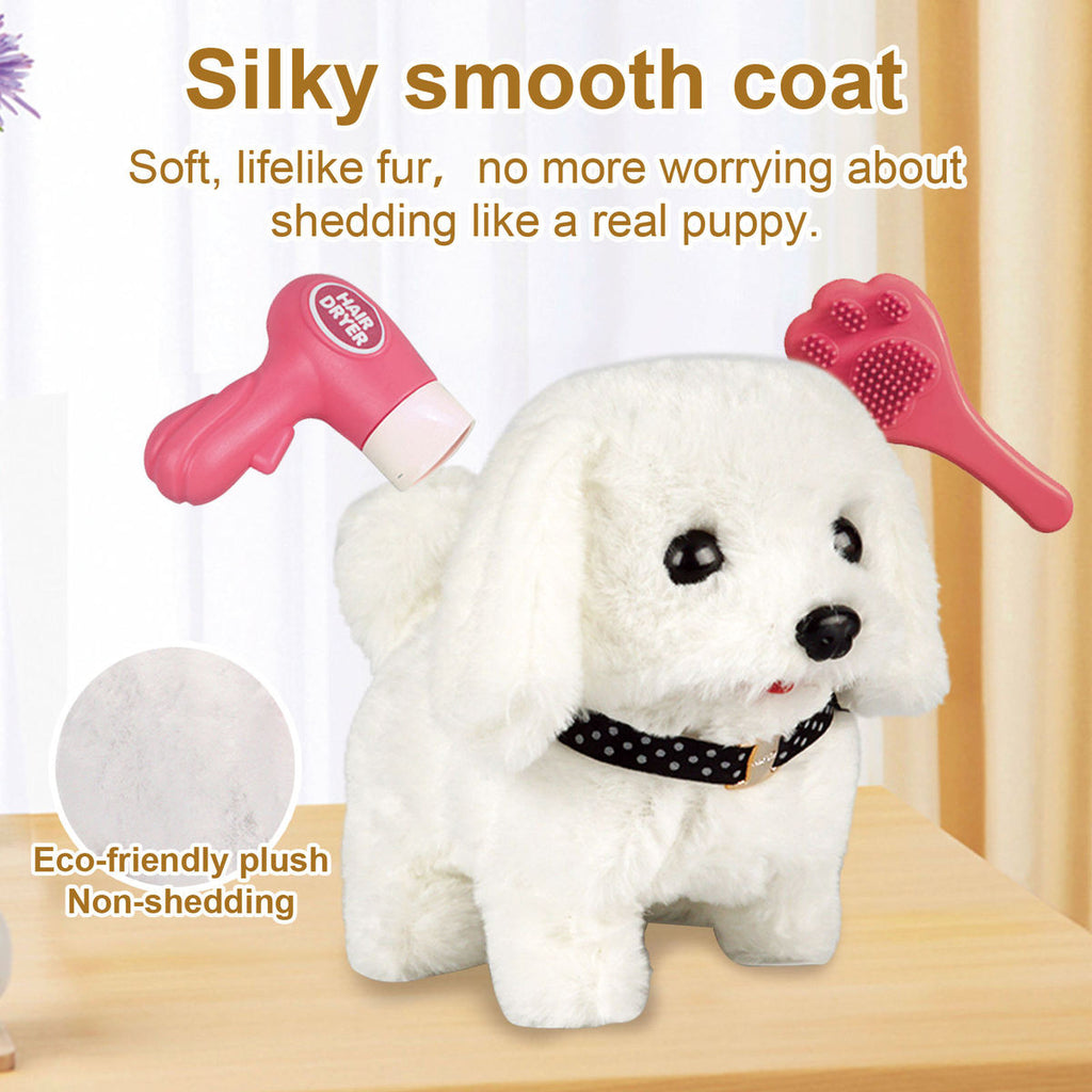 Kids Hot Sale Pretend Play Electric Walking Plush Pet Feeding Toys Simulation Plush Dog Feeding Care Set Toys