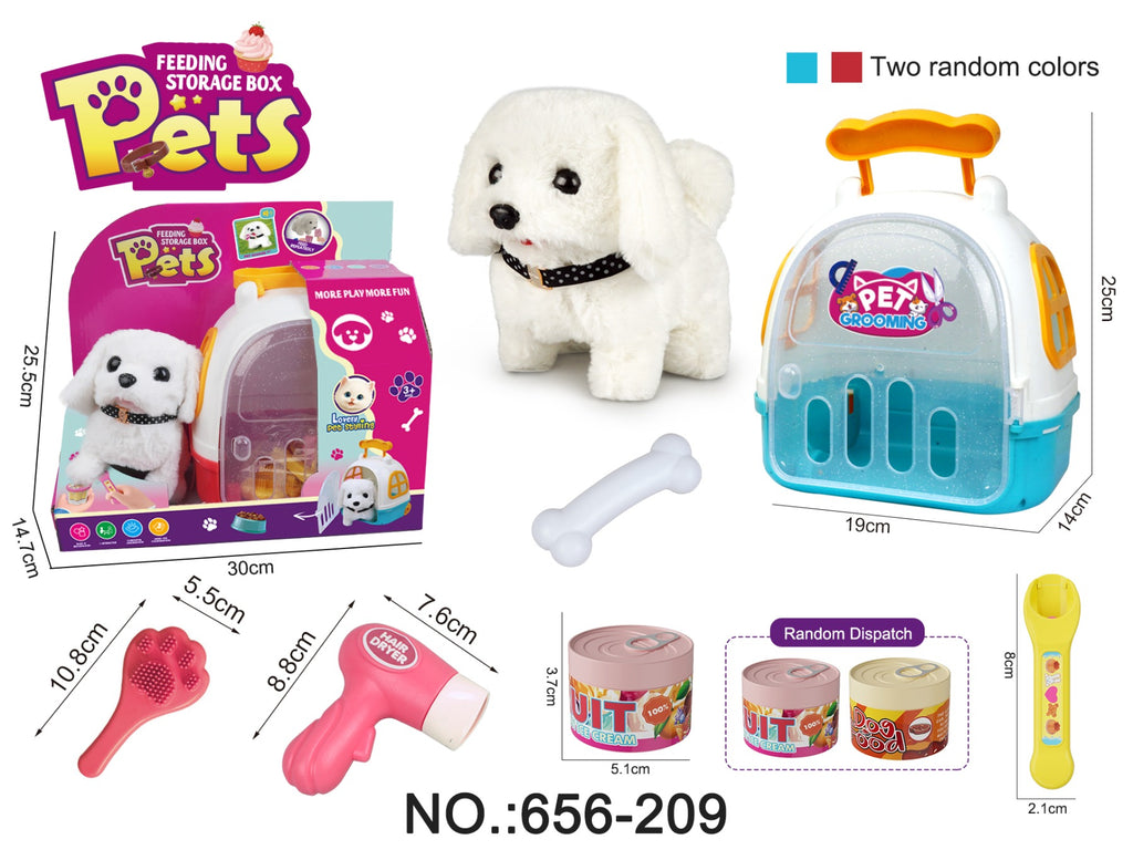 Kids Hot Sale Pretend Play Electric Walking Plush Pet Feeding Toys Simulation Plush Dog Feeding Care Set Toys