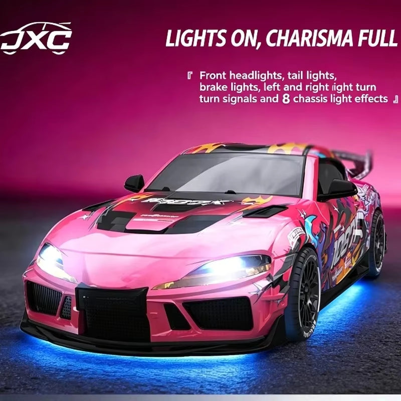 JXC Toyota Supra 1087X - 1:43 RC Drift Car, Officially Licensed 4WD Mini RC with Gyro Stabilization, Full-Proportional 2.4GHz Control, 716 Motor, LED Lights, Rechargeable Battery