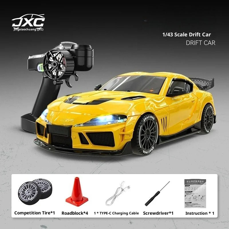 JXC Toyota Supra 1087X - 1:43 RC Drift Car, Officially Licensed 4WD Mini RC with Gyro Stabilization, Full-Proportional 2.4GHz Control, 716 Motor, LED Lights, Rechargeable Battery